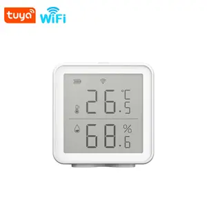 RSH Termometer Ruangan Dalam Ruangan Digital, Higrometer Mini Tuya Pintar Wifi Sensor Kelembaban Suhu dengan Monitor Layar LCD