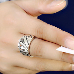 Bague en argent avec motif de carte de poker pour femmes, bijoux à la mode, cadeau - Product Image 4