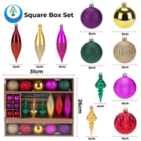 6cm 4cm Weihnachtskugel-Set Quadratische Geschenkbox Matte Glänzende Glitzer-Kugeln Weihnachtsbaum-Hängedekoration