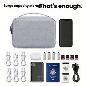 Bolsa Organizadora de Accesorios para Banco de Energía Portátil de Poliéster, Bolsa de Almacenamiento Digital de Doble Capa y Gran Capacidad - Product Image 3