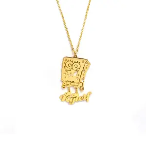 QiuHan Unique Design 18 18 k Gold Plated Pendant Kids Stainless Steel Jewelry Custom Name Cartoon Character Necklaces