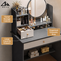 Ensemble de coiffeuse modulaire moderne avec miroir LED intelligent et grand meuble de rangement