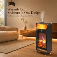 Cheminée électrique intelligente en graphène avec flamme simulée 3D réaliste, humidificateur intégré et télécommande vocale pour usage intérieur