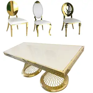 Toptan özel düğün mobilyası kullanılan ziyafet paslanmaz çelik çerçeve parti düğün masa sandalye satılık