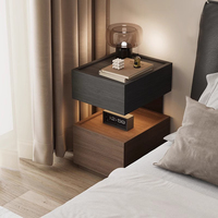 Table de chevet flottante italienne moderne haut de gamme JINGSHUN en bois massif 30 cm, petite armoire de rangement ultra-étroite, chambre à coucher, luxe léger