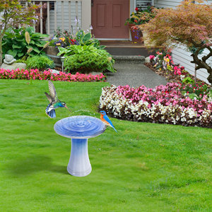 Baño para pájaros de cerámica de 17 pulgadas de alto, esmaltado, para jardín o patio trasero. - Product Image 3