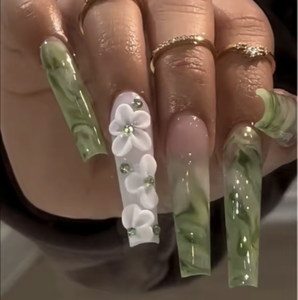 <span class=keywords><strong>Verano</strong></span> nuevo diseño alta calidad hecho a mano prensa Ons <span class=keywords><strong>uñas</strong></span> artificiales largo cuadrado 3D flores prensa en las <span class=keywords><strong>uñas</strong></span> - Product Image 4