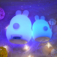 Enfants mignon Portable chambre Silicone blanc lapin enfants chambre décor robinet capteur dessin animé LED éclairer lapin lapin veilleuse