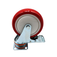 Roue pivotante de chariot en polyuréthane rouge à usage moyen 75mm 100mm 125mm 3 4 5 pouces