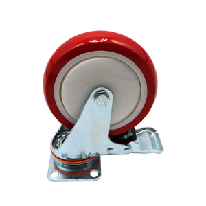 मध्यम शुल्क 75 मिमी 100 मिमी 125 मिमी लाल पॉलीयूरेथेन पु ट्रोली स्विवेल कैस्टर व्हील 3 4 5 इंच - Product Image 2
