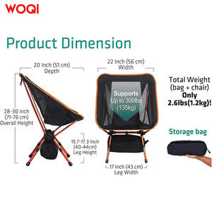 Silla Plegable para Exteriores Woqi, Naranja, Portátil, para Camping y Playa, Diseño Ligero y Compacto - Product Image 5