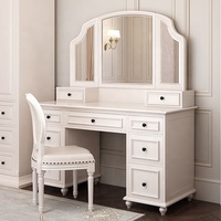 Table de toilette et chaise blanches de style Hollywood, luxe pour la chambre à coucher