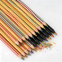Ensemble de crayons arc-en-ciel, 7 couleurs en 1, crayon en bois coloré, crayon en bois arc-en-ciel pour les livres de coloriage, le dessin et le croquis