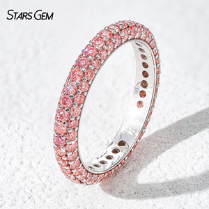 แหวนแต่งงานเพชรทรงกลมสีชมพูเจียระไนแบบบริลเลียนท์ 10K ทองคำแท้จาก Starsgem ประดับเพชรเลี้ยงในห้องปฏิบัติการ เหมาะสำหรับเป็นของขวัญ - Product Image 5