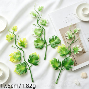 Simulated Monstera <b>Leaves</b> And Branches Diy Wreath Materials <b>Wall</b> Hanging Green Plant <b>Decoration</b> Base - Product Image 3