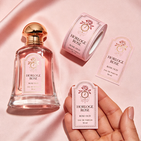 Etiqueta de Perfume Cosmética Personalizada TEDDY, Impermeable, Resistente a los Rayos UV, Autoadhesiva, de Vinilo Transparente con Estampado Dorado, Ecológica