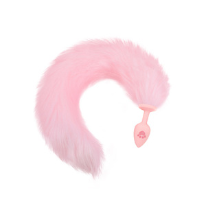 Cat Paw Silicone Anal <b>Plug</b> <b>Tail</b> White Powder Adult Stimulation SM Prop Rear Training Fox <b>Tail</b> Sex Toy - Product Image 5