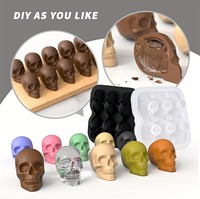 Moule à glaçons en silicone personnalisé en forme de crâne, OEM, moule à glace 3D original pour whisky et cocktails, vente en gros, marque privée, sans BPA, directement de l'usine