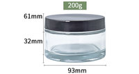Grand pot en verre ambré de 200g, plat, rond, transparent, vide, avec couvercle en plastique, personnalisable, pour pommades et usages multiples, vente en gros