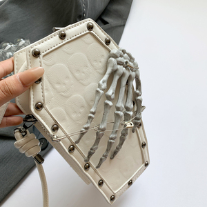 Halloween Gothic Crossbody Bags for Women <strong>Skull</strong> <strong>Purse</strong> PU Leather Small Skeleton Coffin Shape <strong>Purses</strong> and Handbags - Product Image 5