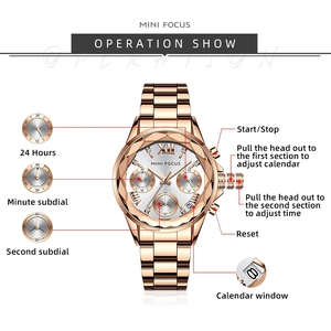 <span class=keywords><strong>MINI</strong></span> <span class=keywords><strong>FOCUS</strong></span> MF0466L <span class=keywords><strong>Relojes</strong></span> de cuarzo con cronógrafo de gama alta con correa de acero inoxidable para <span class=keywords><strong>mujer</strong></span> con reloj impermeable de 3 ATM para hombre - Product Image 5