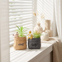 Roogo Nouveaux pots à fleurs créatifs en résine au design rétro de sac en papier avec décorations animales, pour plantes succulentes, ornements de bureau