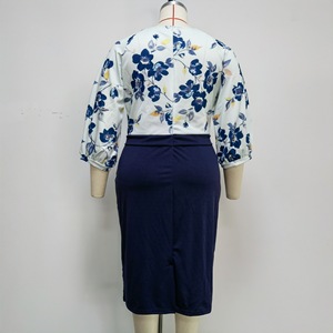 Robes de bureau pour femmes grandes tailles, nouvelle arrivée, col rond, manches trois quarts, imprimé floral, pour femmes africaines de grande taille - Product Image 6
