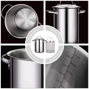 Vente en gros d'usine Pot à <span class=keywords><strong>asperges</strong></span> en acier inoxydable avec couvercle en verre et panier intérieur Grand corps Pots à pâtes de cuisson - Product Image 6
