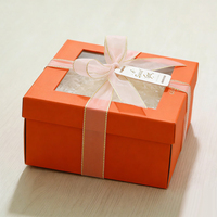 Boîte cadeau en carton ondulé Kraft avec fenêtre transparente, garnissage déchiqueté, emballage alimentaire, recyclable, personnalisable pour les friandises gourmandes