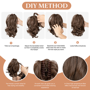 Extensions de cheveux en queue de cheval à clip, nouvelle conception, vente en gros, queue de cheval courte bouclée, cheveux synthétiques ondulés naturels pour femmes - Product Image 5