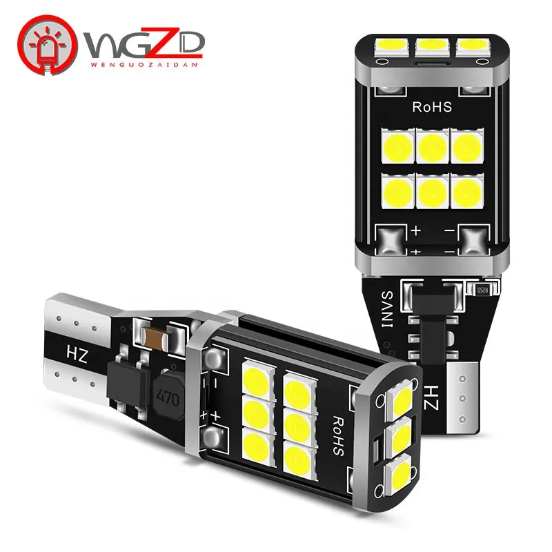 높은 전력 16W 2200LM 15SMD 921 화이트 6000K 백업 Led 빛 없음 오류 T15 W16w 자동차 라이트 Canbus T15 회전 신호 Led 역 전구