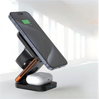 Chargeur sans fil magnétique pliable multifonctionnel 3 en 1, charge rapide 15W, support de téléphone de bureau