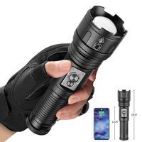 Lampe torche LED 30W 10000 lumens en alliage d'aluminium 18650, zoom 10 km, rechargeable Type-C, étanche IP55, haute puissance, tactique, pour le camping