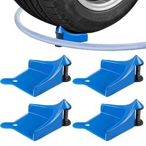 Enrouleur de pneus pour lavage de voiture, système de stationnement 4 pièces en PP bleu pour voitures, motos, vélos - Product Image 2