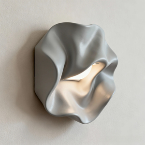 Contemporary Gray Plastic <b>Wall</b> Lamp <b>With</b> Novelty Wavy Shade LED Soft Warm <b>Light</b> 2700K <b>Wall</b>-Mounted Design - Product Image 4