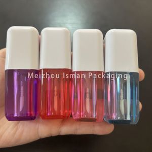 ISMAN Tube de brillant à lèvres carré court de 6 ml avec capuchon blanc, flacon de teinte à lèvres violet, rose, rouge, bleu, emballage vide pour gloss à lèvres, logo personnalisé - Product Image 2