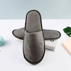 Ury pantoufles jetables d'hôtel en velours gris corail antidérapantes garder au chaud et confortables pantoufles de maison - Product Image 4