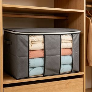 Thicken Non Woven Fabric Quilt Storage Bag Household Large Capacity Clothes Organizer Bag Quilt Storage Bag with <b>Double</b> Window - Product Image 1