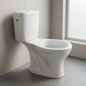 Inodoro de cerámica europeo de dos piezas con sifón en P y descarga dual, conjunto de baño con tanque acoplado - Product Image 2