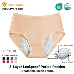OEM Bulk Wholesale 3-Layer Leakproof Period Underwear L-6XL Plus Size Breathable Reusable Leak Proof Menstrual Panties For Women
