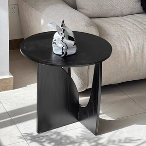 Tavolino Laterale Moderno Scandinavo in Legno Massello Tavolino da Caffè per Divano Tavolo Angolare per Soggiorno Piccolo Appartamento Hotel Colore Noce - Product Image 2