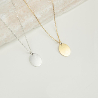 eManco 10 Colliers Pendentifs Ovales Délicats en Acier Inoxydable, Disques Gravables, Ras-de-cou pour Femme, Tenue Quotidienne ou de Bureau