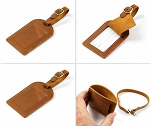 Etiqueta de Equipaje de Cuero Genuino, Etiquetas de Identificación de Equipaje de Viaje Vintage, Etiquetas de Nombre para Maletas de Cuero Vacuno con Logotipo <span class=keywords><strong>Personalizado</strong></span> para Viajes - Product Image 5