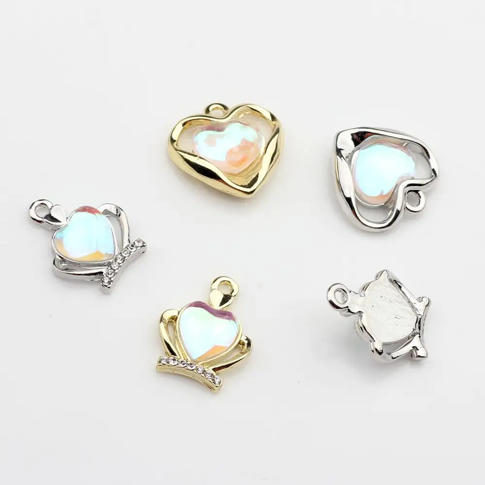 Wholesale Factory DIY Jewelry Earrings Accessories Heart Crown Shape Pendant Jewelry Pendants   Charms