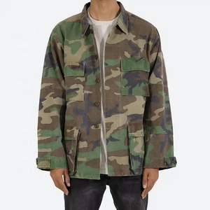 Haute qualité 100% coton partout impression camouflage chemises <span class=keywords><strong>Vintage</strong></span> lavé personnalisé hommes surdimensionné boutonné Cargo vestes manteaux - Product Image 2