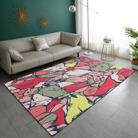 Tapis de sol et tapis de table basse pour salon et chambre, style pastoral, imprimés personnalisés (plantes et fleurs), lavables en machine, faible hauteur, pour dropshipping
