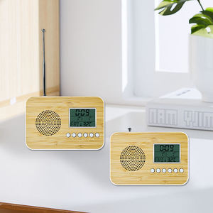 Emaf trang trí nội thất khuyến mại Nhiệt độ đầu giường xách tay FM báo động tre lịch kỹ thuật số <span class=keywords><strong>LCD</strong></span> hiển thị bảng đồng hồ với đài phát thanh - Product Image 6