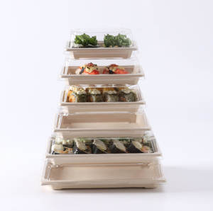 Caja de comida sellable, bagazo de caña de azúcar biodegradable desechable, bandeja de pulpa de salsa de sushi con película de laminación - Product Image 1