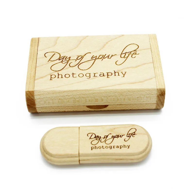 Creative Original Wooden usb + Boxペンドライブ32GB 16GB 64GB usb Flash Drive Memory Stick結婚式Gift