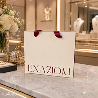 Boîte à bijoux en papier avec logo personnalisé de luxe, ensemble avec sac en papier, boîte cadeau en velours bordeaux pour bague, boucles d'oreilles, collier, pour boutique, vente en gros